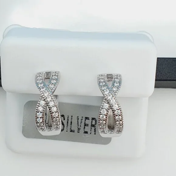 925 Sterling Silver Cubic Zirconia Earrings, UU1P6A6149